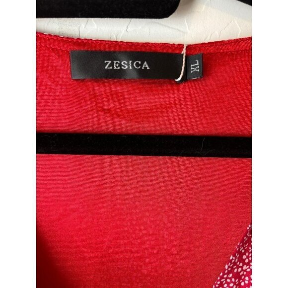Zesica Juniors XL Red Polka Dot Ditsy Floral Partially Lined Ruffle Detail Wrap - Picture 3 of 8
